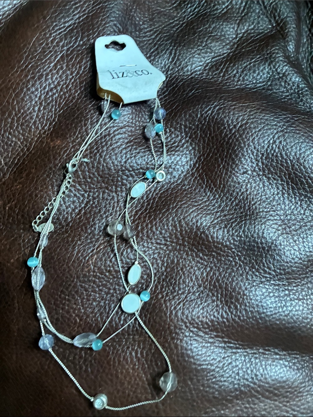 liz & co. Silver Necklace with Turquoise and Clear Beads
